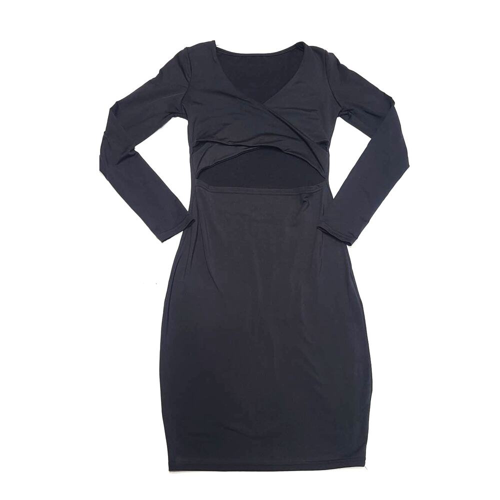 Bodycon black spandex cut out dress women's small